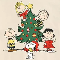 Christmas Tree Tee Womens Juniors Crew Neck Short Sleeve Regular Fit Peanuts Graphic T-Shirt