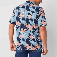 St. John's Bay Knit Button-Down Mens Short Sleeve Camp Shirt