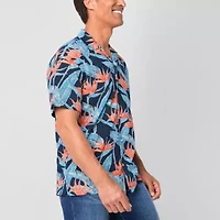 St. John's Bay Knit Button-Down Mens Short Sleeve Camp Shirt