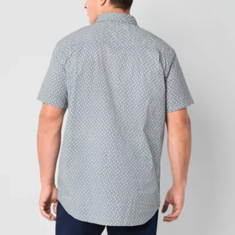 mutual weave Mens Short Sleeve Regular Fit Big and Tall Button-Down Shirt