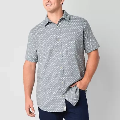 mutual weave Mens Short Sleeve Regular Fit Big and Tall Button-Down Shirt