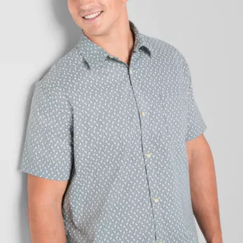 mutual weave Mens Short Sleeve Regular Fit Big and Tall Button-Down Shirt