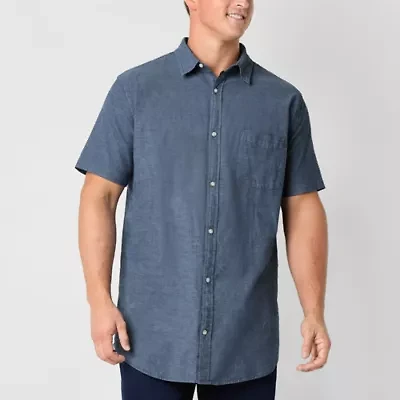 mutual weave Mens Short Sleeve Regular Fit Big and Tall Button-Down Shirt