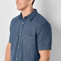 mutual weave Mens Short Sleeve Regular Fit Big and Tall Button-Down Shirt