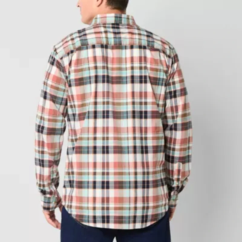 mutual weave Mens Long Sleeve Regular Fit Big and Tall Button-Down Shirt