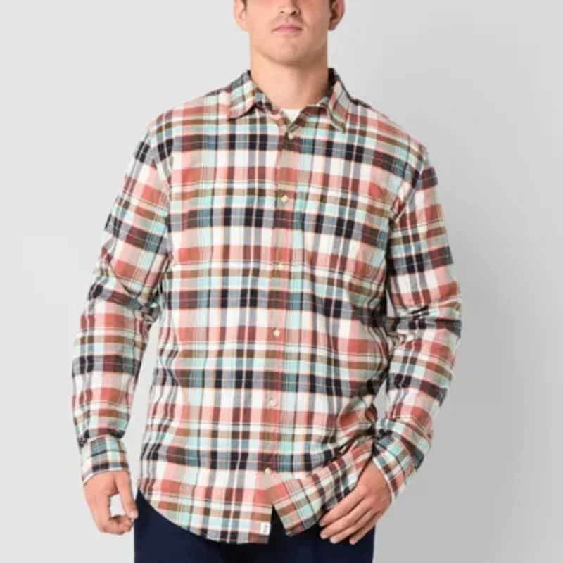mutual weave Mens Long Sleeve Regular Fit Big and Tall Button-Down Shirt