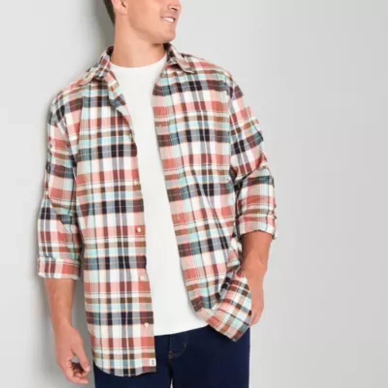 mutual weave Mens Long Sleeve Regular Fit Big and Tall Button-Down Shirt