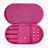 olivia and jackson Travel Case Womens Cubic Zirconia Heart Round 5-pc. Jewelry Set