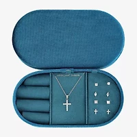 olivia and jackson Travel Case Womens Cubic Zirconia Pure Silver Over Brass Cross Round Marquise 5-pc. Jewelry Set