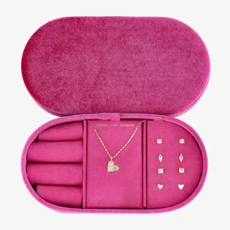 olivia and jackson Womens Cubic Zirconia Heart Round Marquise 5-pc. Jewelry Set with Travel Case