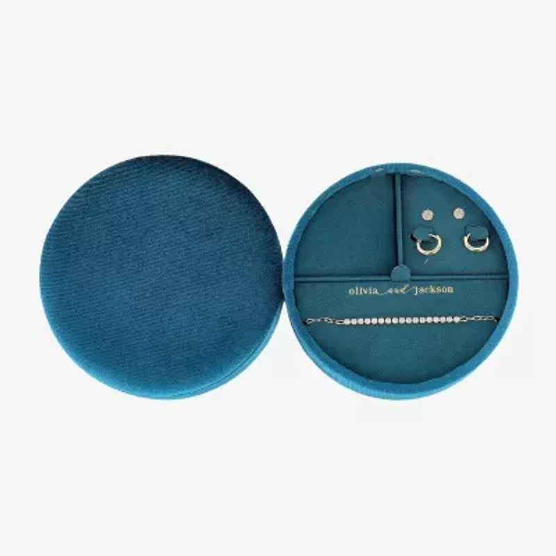 olivia and jackson Womens Cubic Zirconia Round 3-pc. Jewelry Set with Travel Case