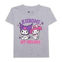 Little & Big Kid Girls Crew Neck Short Sleeve Regular Fit Kuromi My Melody Graphic T-Shirt