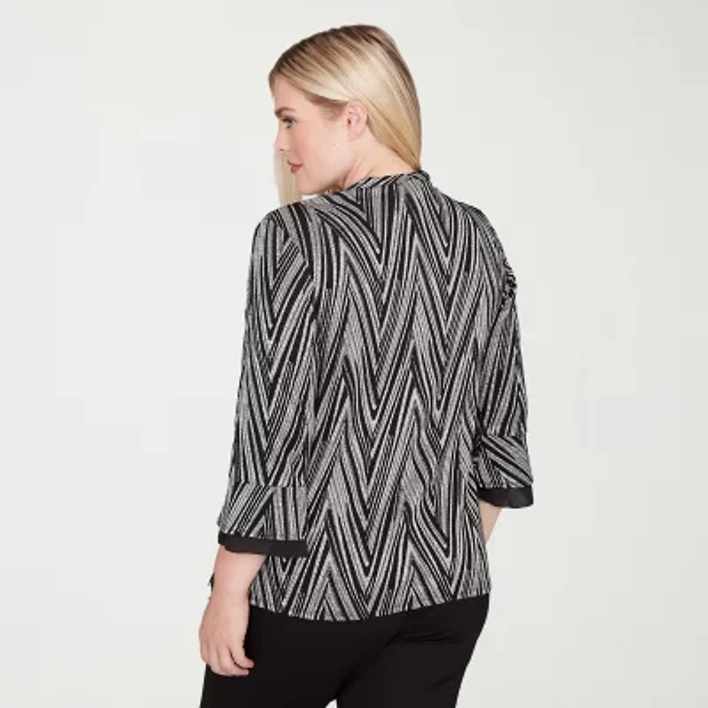 Alfred Dunner Barcelona Womens Round Neck 3/4 Sleeve T-Shirt