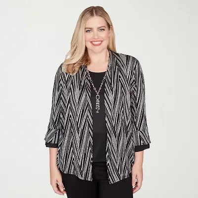 Alfred Dunner Barcelona Womens Round Neck 3/4 Sleeve T-Shirt