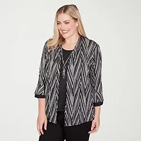 Alfred Dunner Barcelona Womens Round Neck 3/4 Sleeve T-Shirt