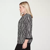 Alfred Dunner Barcelona Womens Round Neck 3/4 Sleeve T-Shirt