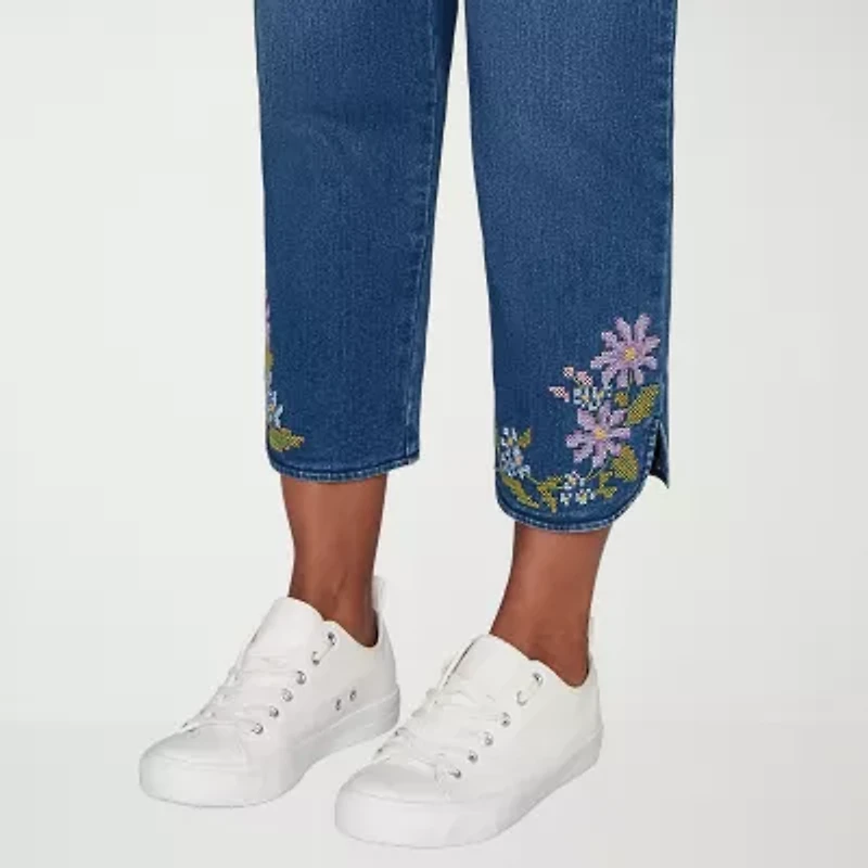 Alfred Dunner Hilton Head Womens Stretch Fabric Straight Leg Jean