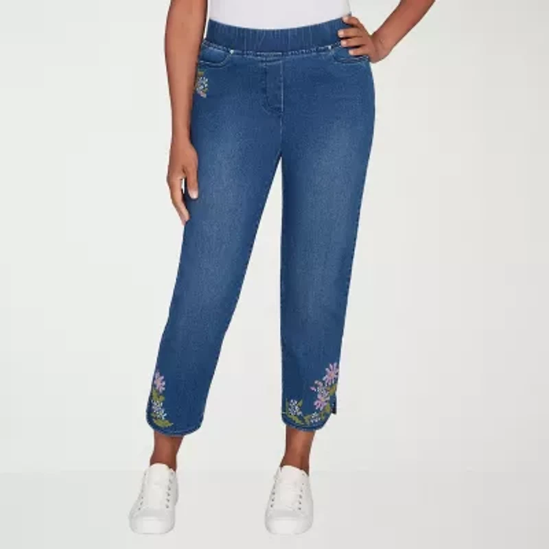 Alfred Dunner Hilton Head Womens Stretch Fabric Straight Leg Jean