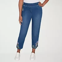 Alfred Dunner Hilton Head Womens Stretch Fabric Straight Leg Jean