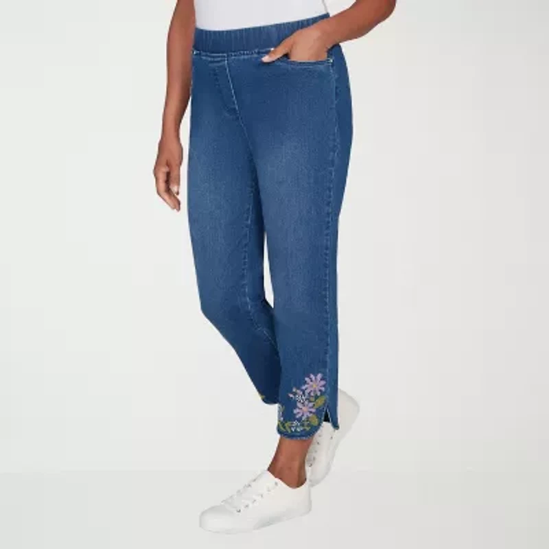 Alfred Dunner Hilton Head Womens Stretch Fabric Straight Leg Jean