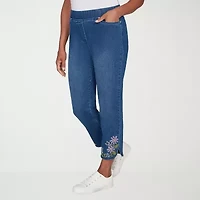 Alfred Dunner Hilton Head Womens Stretch Fabric Straight Leg Jean