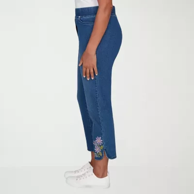 Alfred Dunner Hilton Head Womens Stretch Fabric Straight Leg Jean