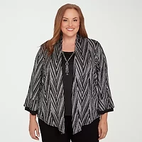 Alfred Dunner Barcelona Womens Plus Round Neck 3/4 Sleeve Layered Top