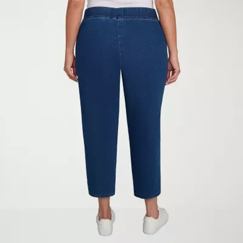 Alfred Dunner Hilton Head Womens Plus Mid Rise Stretch Fabric Straight Leg Jean