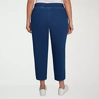 Alfred Dunner Hilton Head Womens Plus Mid Rise Stretch Fabric Straight Leg Jean