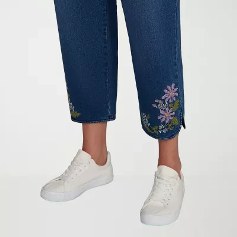 Alfred Dunner Hilton Head Womens Plus Mid Rise Stretch Fabric Straight Leg Jean