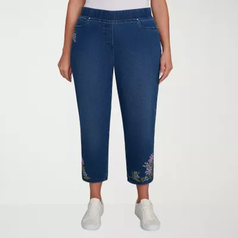 Alfred Dunner Hilton Head Womens Plus Mid Rise Stretch Fabric Straight Leg Jean