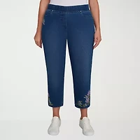 Alfred Dunner Hilton Head Womens Plus Mid Rise Stretch Fabric Straight Leg Jean