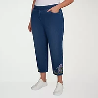Alfred Dunner Hilton Head Womens Plus Mid Rise Stretch Fabric Straight Leg Jean