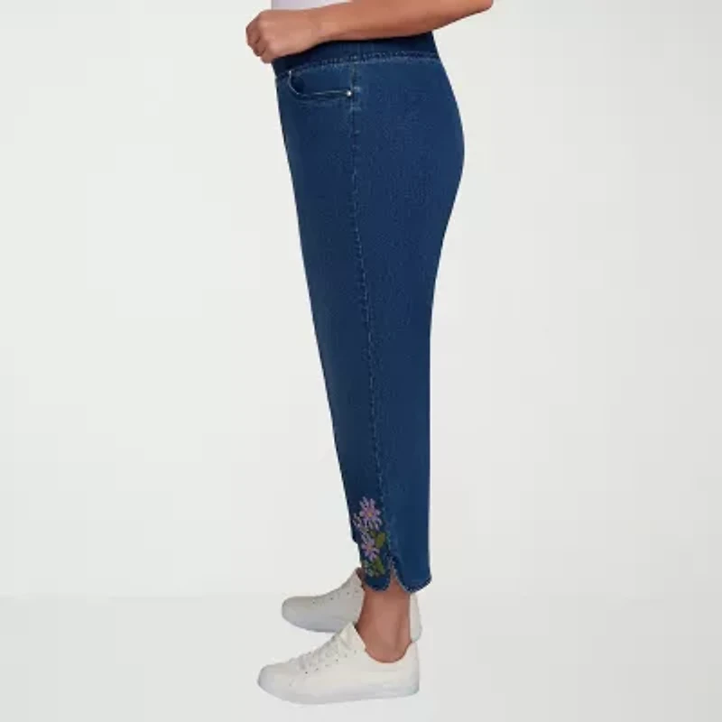 Alfred Dunner Hilton Head Womens Plus Mid Rise Stretch Fabric Straight Leg Jean