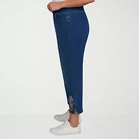 Alfred Dunner Hilton Head Womens Plus Mid Rise Stretch Fabric Straight Leg Jean