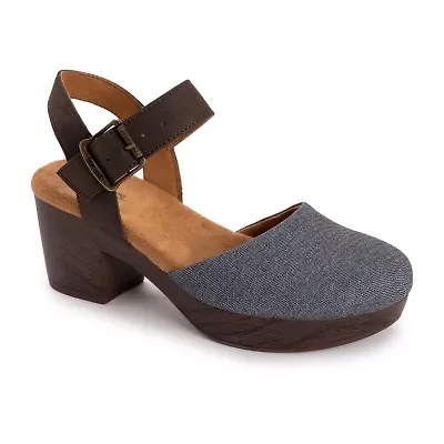 Muk Luks Merritt Strap Shoe Womens Round Closed Toe Cone Heel Pumps