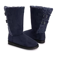 Muk Luks Womens Jean Boot Flat Heel Booties