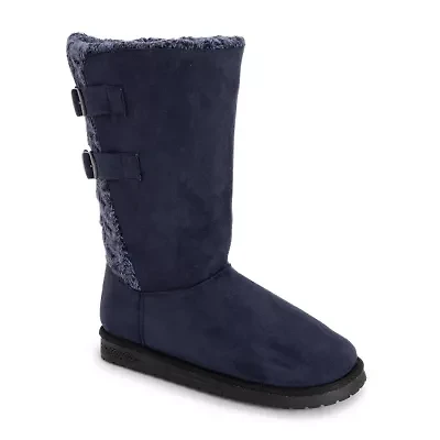 Muk Luks Womens Jean Boot Flat Heel Booties