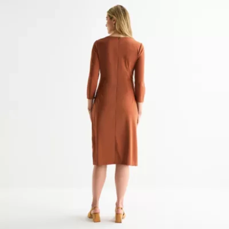 Clover And Sloane Womens 3/4 Sleeve Sheath Dress