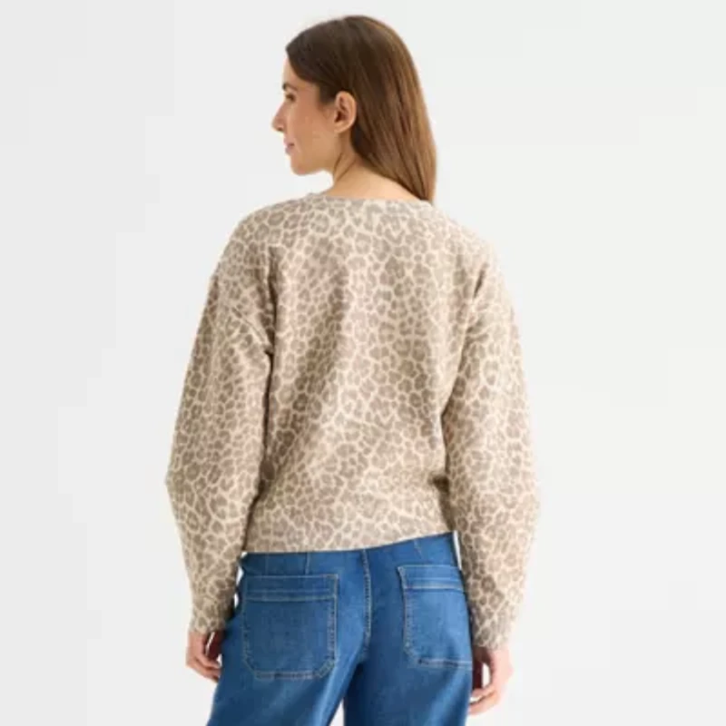 a.n.a Womens Crew Neck Long Sleeve Sweatshirt