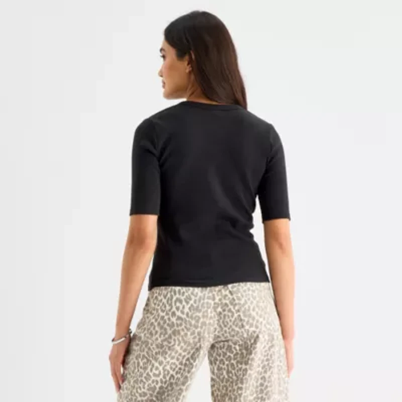 a.n.a Womens Elbow Sleeve Henley Shirt