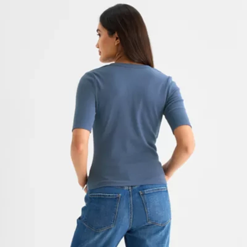 a.n.a Womens Elbow Sleeve Fitted Henley Shirt