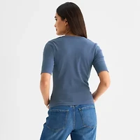 a.n.a Womens Elbow Sleeve Fitted Henley Shirt