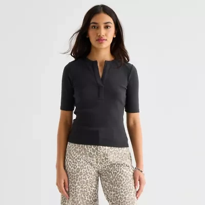 a.n.a Womens Elbow Sleeve Henley Shirt