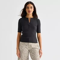 a.n.a Womens Elbow Sleeve Henley Shirt