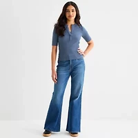 a.n.a Womens Elbow Sleeve Fitted Henley Shirt