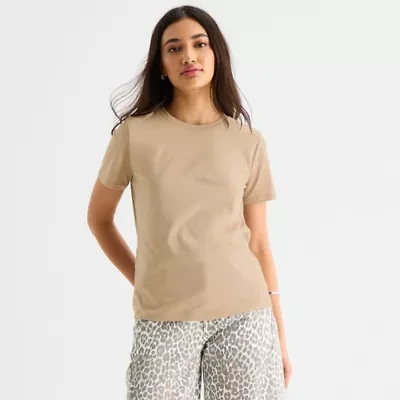 a.n.a Womens Round Neck Short Sleeve T-Shirt