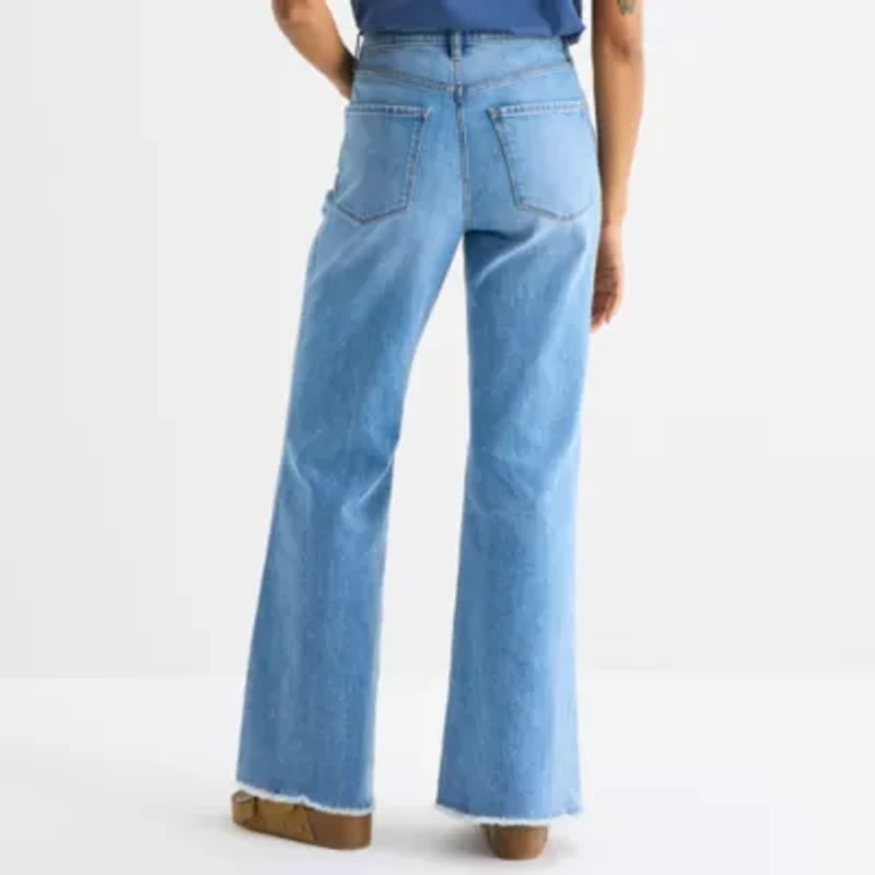 a.n.a Womens Mid Rise Relaxed Flare Leg Jean