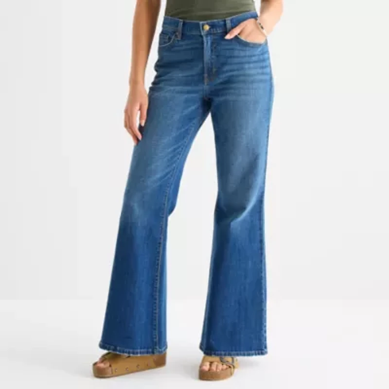 a.n.a Womens Mid Rise Flare Leg Jean