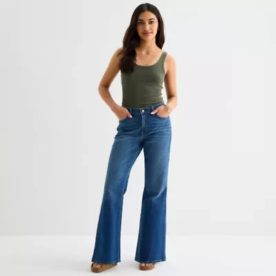 a.n.a Womens Mid Rise Flare Leg Jean